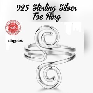 18kwgp 925 Sterling Silver Toe Ring Adjustable